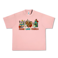 Salmon Peace Love Tequila Urban Heavy Tee - BundleAndBundleShop