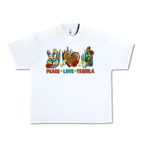 White Peace Love Tequila Urban Heavy Tee - BundleAndBundleShop