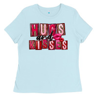 Baby Blue Hugs and kisses Valentine's Day Ladies Tee - FaDigitalArtStudio