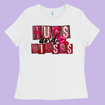 Hugs And Kisses Valentine's Day Ladies Tee Designed By Fadigitalartstudio
