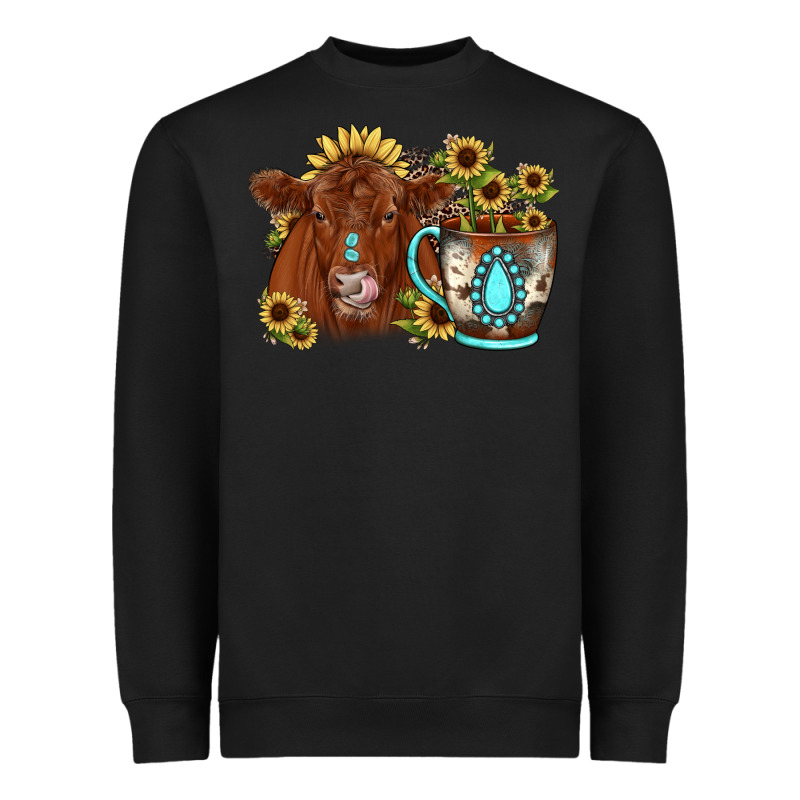 Sunflower Coffee Cup Red Angus Gemstone Heavyweight Sweatshirt by JahusDesignShop | Teevron