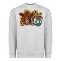 Heather Grey sunflower coffee cup red angus gemstone Heavyweight Sweatshirt - JahusDesignShop