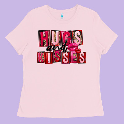 Hugs And Kisses Valentine's Day Ladies Tee Designed By Fadigitalartstudio