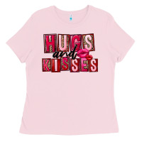 Bubblegum Pink Hugs and kisses Valentine's Day Ladies Tee - FaDigitalArtStudio