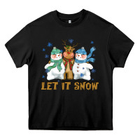 Black let it snow reindeer snowman Heavy Core Tee - CowGirlArtShop