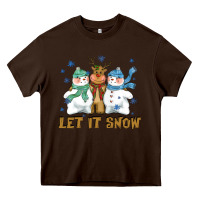 Let It Snow Reindeer Snowman Heavy Core Tee | Teevron