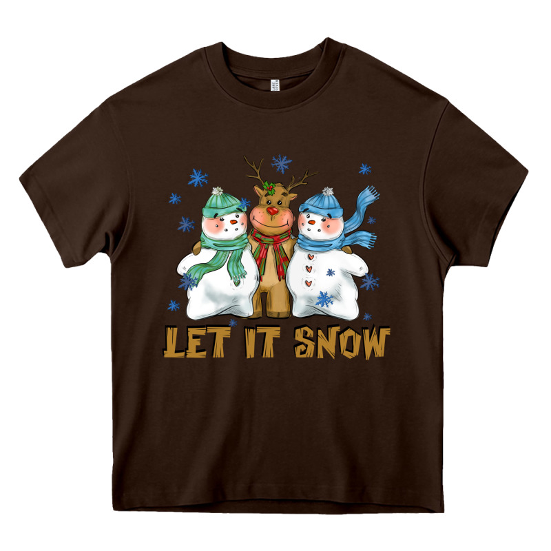 Let It Snow Reindeer Snowman Heavy Core Tee by CowGirlArtShop | Teevron
