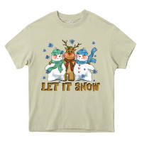 Mossy let it snow reindeer snowman Heavy Core Tee - CowGirlArtShop