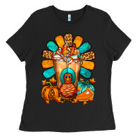 Black Thanksgiving Cold Drink Frappe Ladies Tee - FaDigitalArtStudio