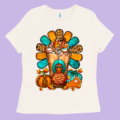 Thanksgiving Cold Drink Frappe Ladies Tee Designed By Fadigitalartstudio