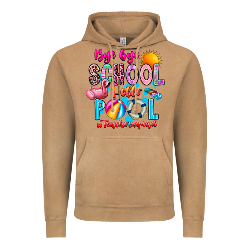 Bye Bye School Hello Pool Teacher  Squad Vintage Hoodie by CowhideDigitalArt | Teevron