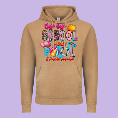 Bye Bye School Hello Pool Teacher  Squad Vintage Hoodie Designed By Cowhidedigitalart