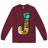 Burgundy farm life alphabet lowercase letters j Long Sleeve Tee - BundleAndBundleShop