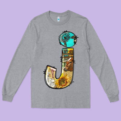 Farm Life Alphabet Lowercase Letters J Long Sleeve Tee Designed By Bundleandbundleshop