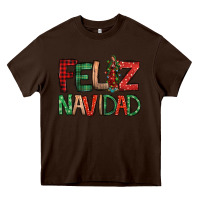 Chocolate Brown Feliz Navidad our lady of Guadalupe Christmas Heavy Core Tee - Jasminsmagicworld