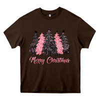 Chocolate Brown pink merry christmas Heavy Core Tee - CowGirlArtShop