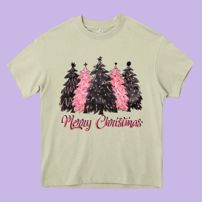 Pink Merry Christmas Heavy Core Tee Designed By Cowgirlartshop