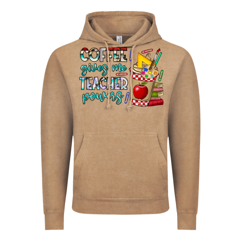Coffee Gives Me Teacher Powers Vintage Hoodie by CowhideDigitalArt | Teevron