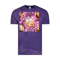 Cloud Purple cat coffee cups and paw with leopard and glitter seamless pattern bbs Vintage Tee - BundleAndBundleShop