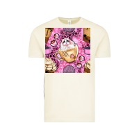 Cat Coffee Cups And Paw With Leopard And Glitter Seamless Pattern Bbs Vintage Tee | Teevron