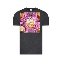 Vintage Black cat coffee cups and paw with leopard and glitter seamless pattern bbs Vintage Tee - BundleAndBundleShop