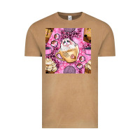 Vintage Camel cat coffee cups and paw with leopard and glitter seamless pattern bbs Vintage Tee - BundleAndBundleShop