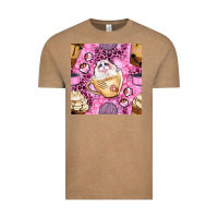 Vintage Coffee cat coffee cups and paw with leopard and glitter seamless pattern bbs Vintage Tee - BundleAndBundleShop