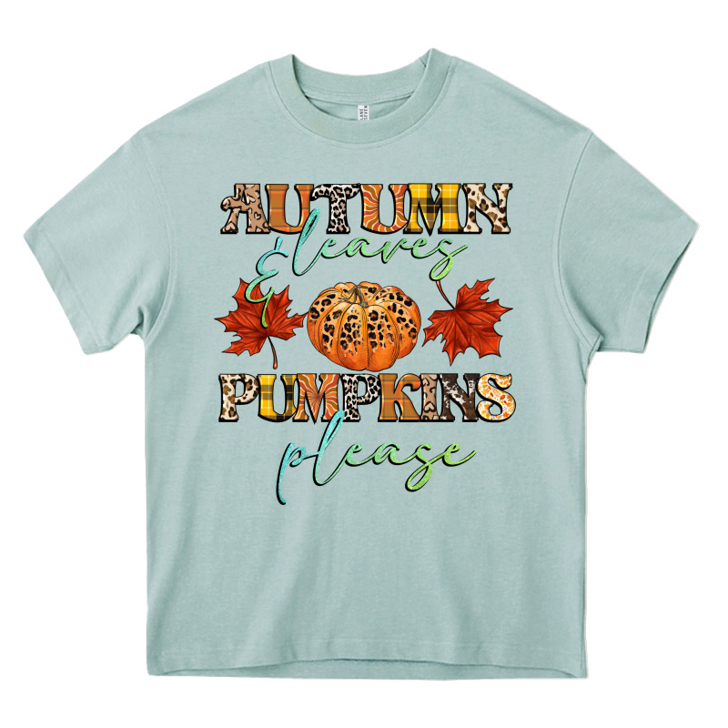 Autumn Leaves And Pumpkins Please Heavy Core Tee by CowGirlArtShop | Teevron