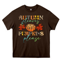 Chocolate Brown autumn leaves and pumpkins please Heavy Core Tee - CowGirlArtShop