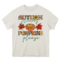 Cream autumn leaves and pumpkins please Heavy Core Tee - CowGirlArtShop