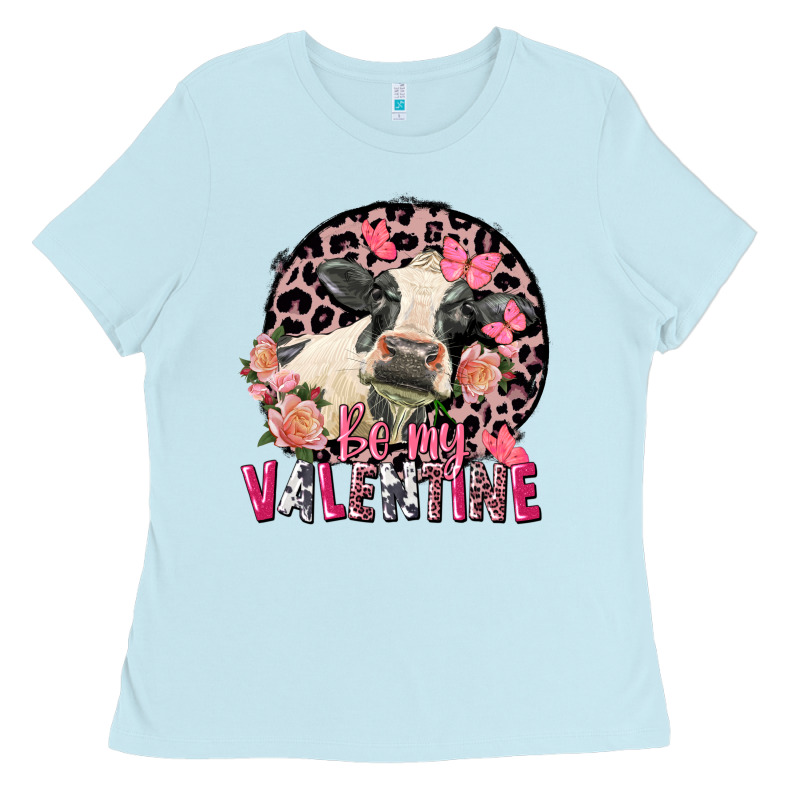 Be My Valentine Holstein Cow Valentine's Day Ladies Tee by FaDigitalArtStudio | Teevron