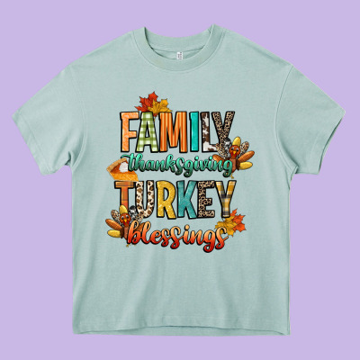 Family Thanksgiving Turkey Blessing Heavy Core Tee Designed By Cowgirlartshop