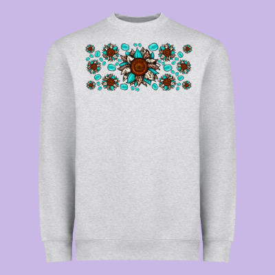 Cowhide Leopard Sunflower Gemstone Heavyweight Sweatshirt Designed By Jahusdesignshop