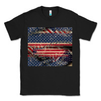 Black American flag stitches Classic Tee - CowGirlArtShop