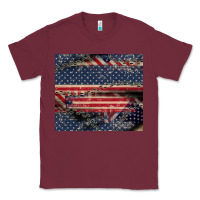 Burgundy American flag stitches Classic Tee - CowGirlArtShop