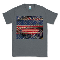 Charcoal Heather American flag stitches Classic Tee - CowGirlArtShop