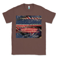 Chestnut American flag stitches Classic Tee - CowGirlArtShop