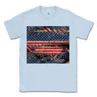 Dusty Blue American flag stitches Classic Tee - CowGirlArtShop