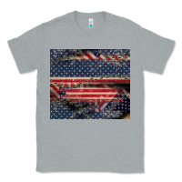 Heather Grey American flag stitches Classic Tee - CowGirlArtShop
