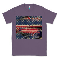 Lavender American flag stitches Classic Tee - CowGirlArtShop