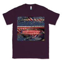 Plum American flag stitches Classic Tee - CowGirlArtShop