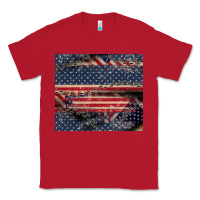 Red American flag stitches Classic Tee - CowGirlArtShop