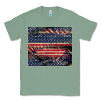 Sage American flag stitches Classic Tee - CowGirlArtShop