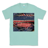 Seafoam American flag stitches Classic Tee - CowGirlArtShop