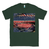 Sports Green American flag stitches Classic Tee - CowGirlArtShop