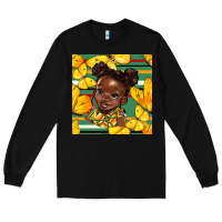 Black juneteenth afro girl seamless pattern Long Sleeve Tee - BundleAndBundleShop