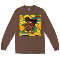 Chestnut juneteenth afro girl seamless pattern Long Sleeve Tee - BundleAndBundleShop