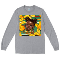 Heather Grey juneteenth afro girl seamless pattern Long Sleeve Tee - BundleAndBundleShop