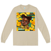 Mushroom juneteenth afro girl seamless pattern Long Sleeve Tee - BundleAndBundleShop