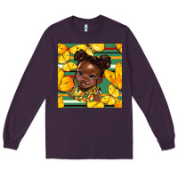 Plum juneteenth afro girl seamless pattern Long Sleeve Tee - BundleAndBundleShop